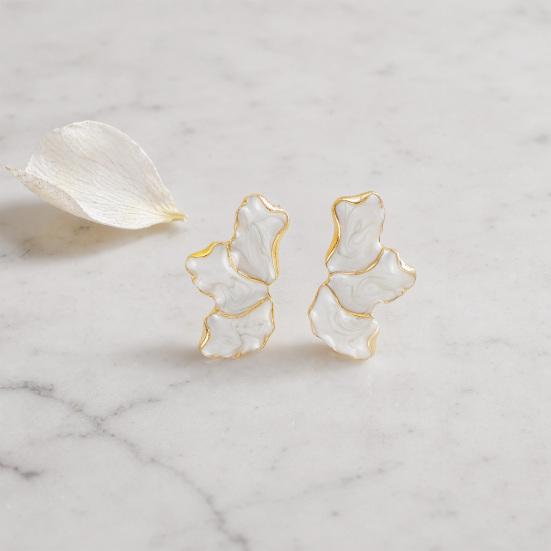 1 Pair Stud Earrings for Women, Enamel Irregular Petal Shape Ear Studs, French Style Ear Pins for Versatile Gift Jewelry