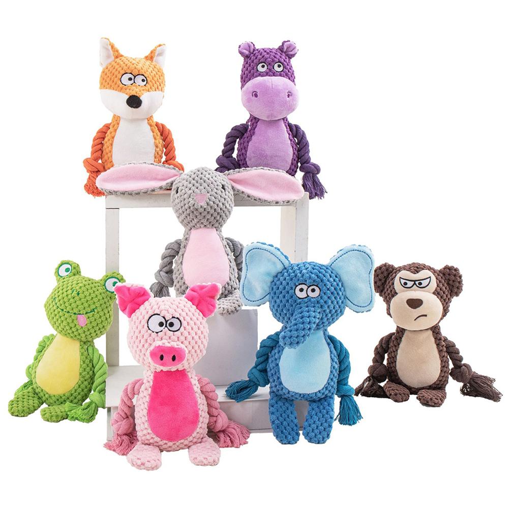 

Dog Plush Chew Toy Cute Animals Shaped Pet Plush Cotton Rope Toy Interactive Toy Tug Of War Chew Resistan Squeaky Toy Cow