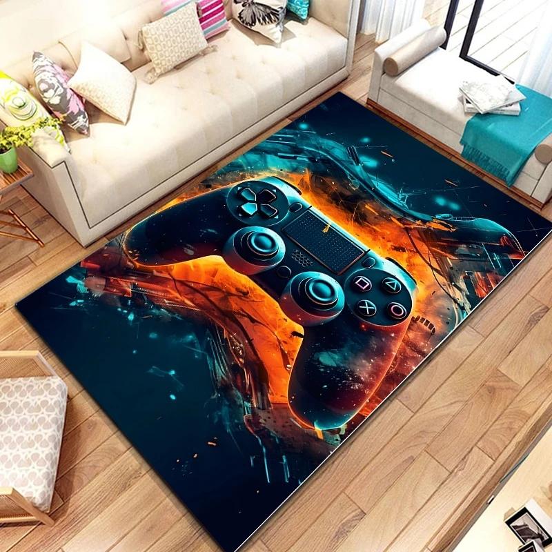3D 80er Jahre Gamer Controller Bereichsteppich Groß, Teppich für Wohnzimmer Schlafzimmer Küchendekoration, Kinder Spiel Spiel Rutschfeste Bodenmatte