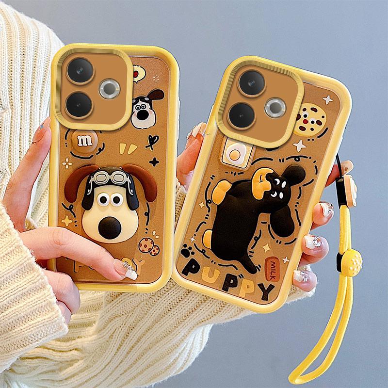 KEYSION Støtsikkert deksel til OPPO A5 Pro 5G med snor Myk silikon Søt 3D tegneserie dukke telefondeksel til OPPO A5 Pro