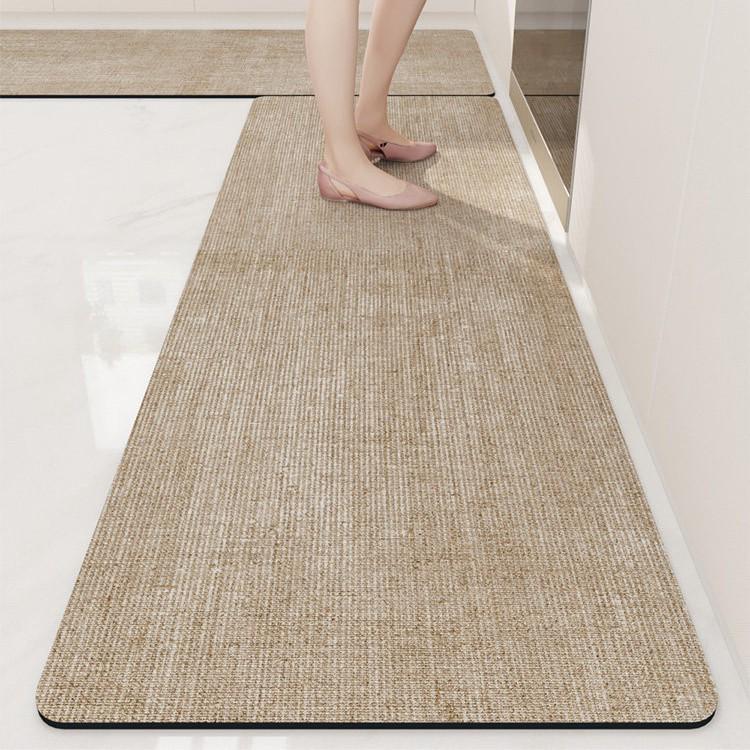 Nordic Diatom Mud Stain-Resistant Geometric Kitchen Mat Set, Easy-Clean, 2-Piece Strip Design.