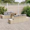 VidaXL Ensemble de salle à manger de jardin de 7 pièces avec coussins en beige en poly rattan et acacia 3349909