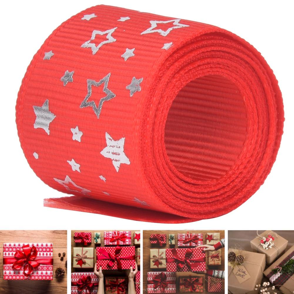 4 Yards Red Printing Polyester Lace Accessories  Gift Wrapping Tape Christmas Tie Ribbon Festival