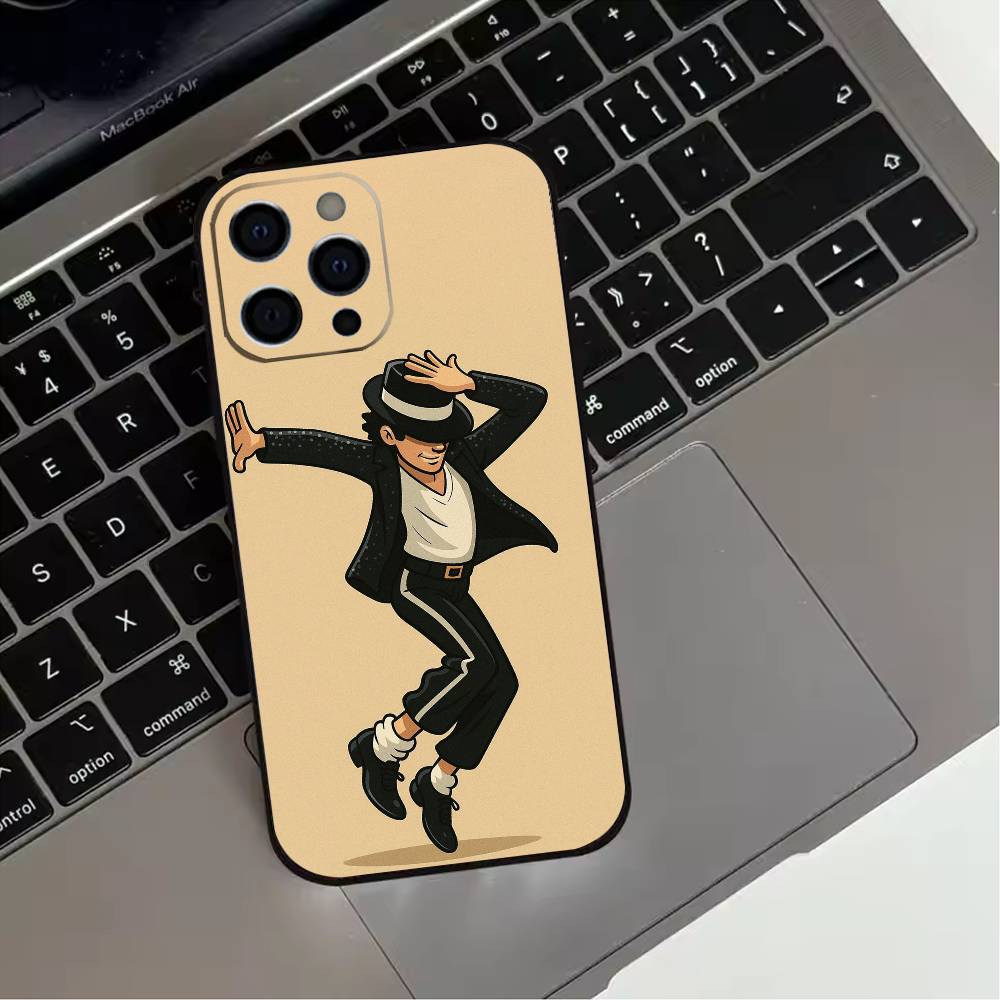 Cute Cartoon M-Michael J-Jackson  Phone Case For iPhone 17,16,15,14,13,12,11 Plus,Pro Max,XS,Soft Silicone Black Cover