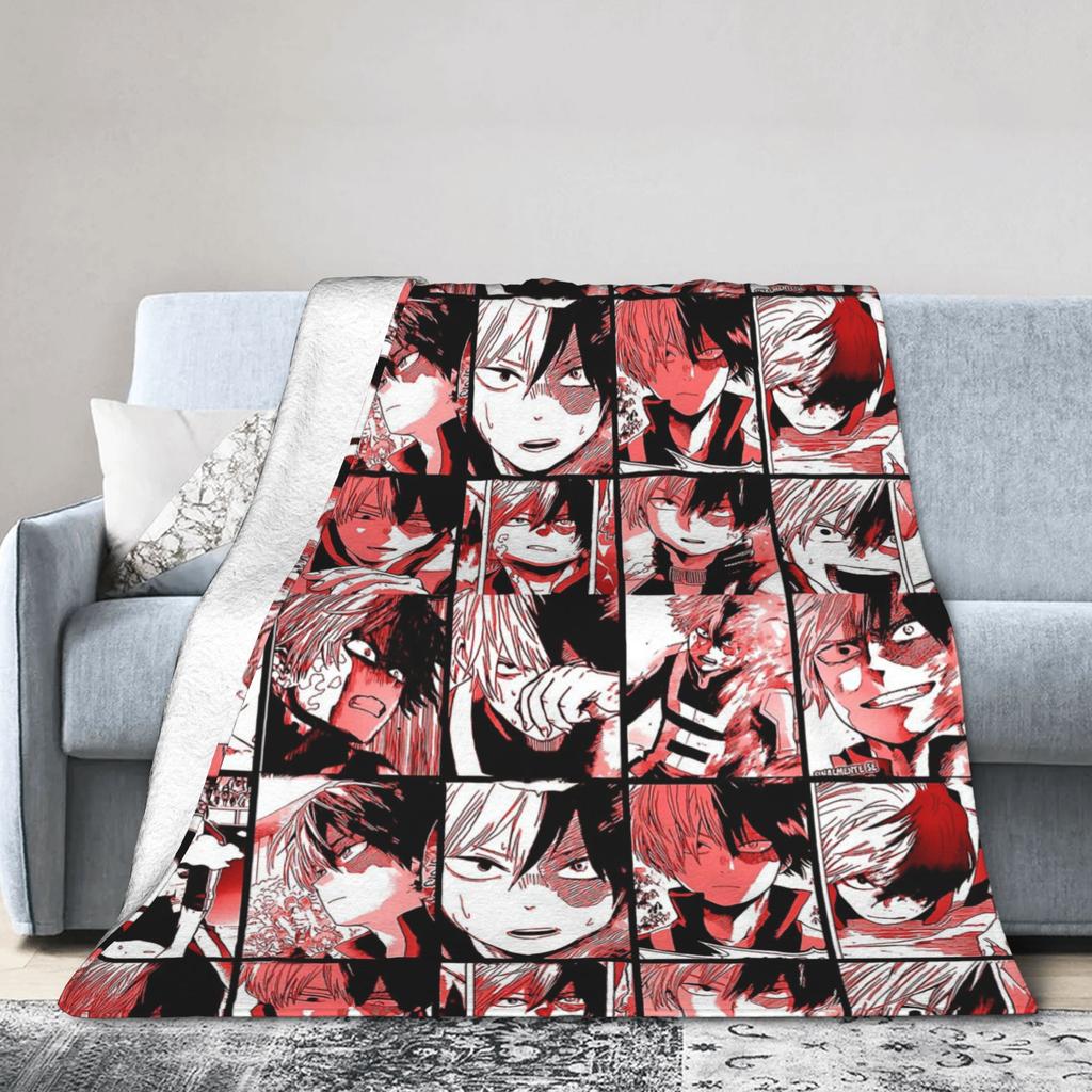 Todoroki Shoto Collage Blankets Velvet Boku No My Hero Academia Ultra-Soft Throw Blanket for Outdoor Travel Bedspread