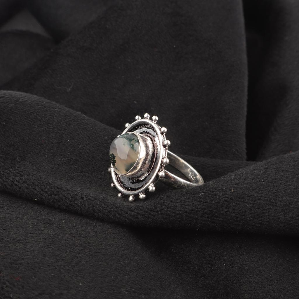 Moss Agate Ring Jewelry, 925 Solid Sterling Silver Ring, Handmade Gorgeous Silver Ring, Moss Agate Balancing Gemstone Jewelry For Women
