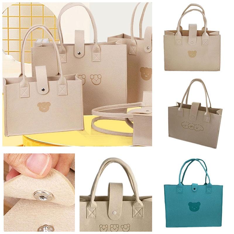 New Trendy Felt Bear Tote Bag Large Capacity And Minimalistic Design