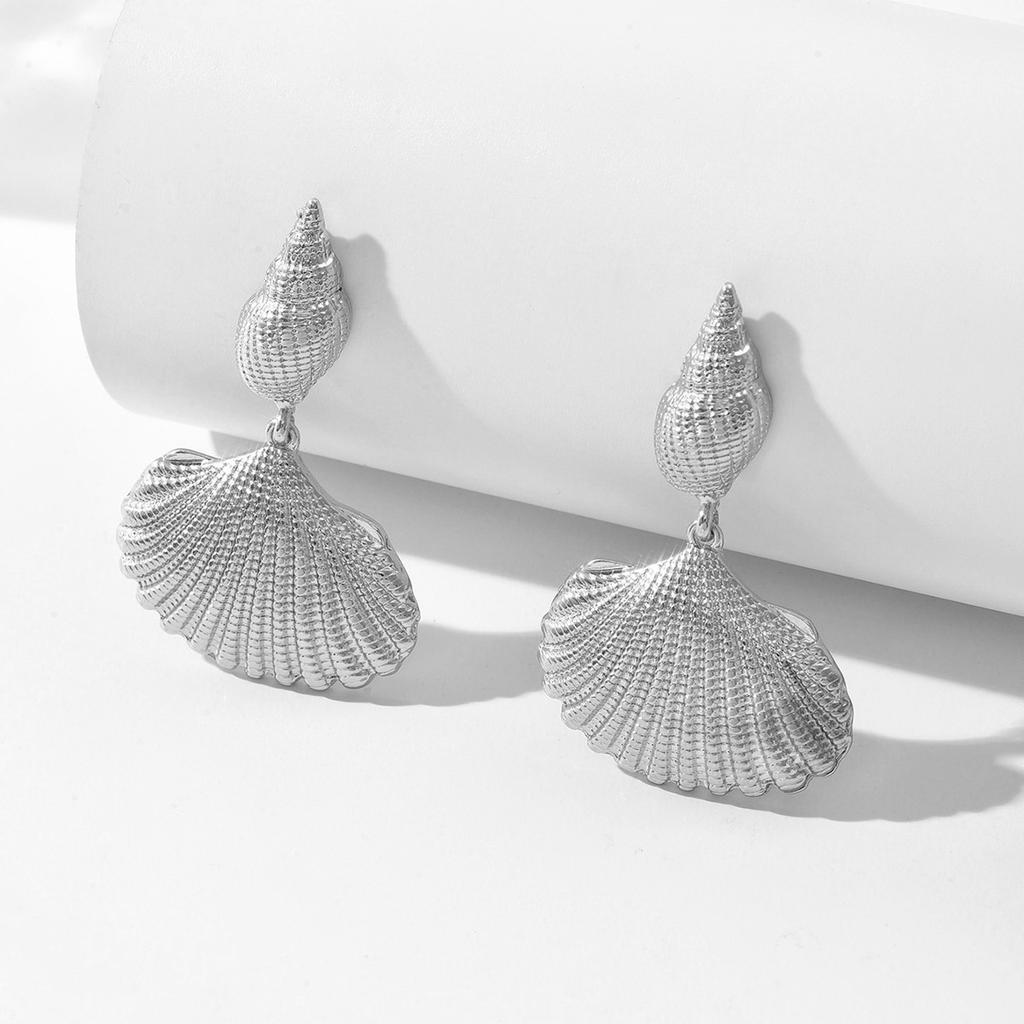Natural Thorn Snail Shell Earrings Retro Shell Beach Vacation Earrings