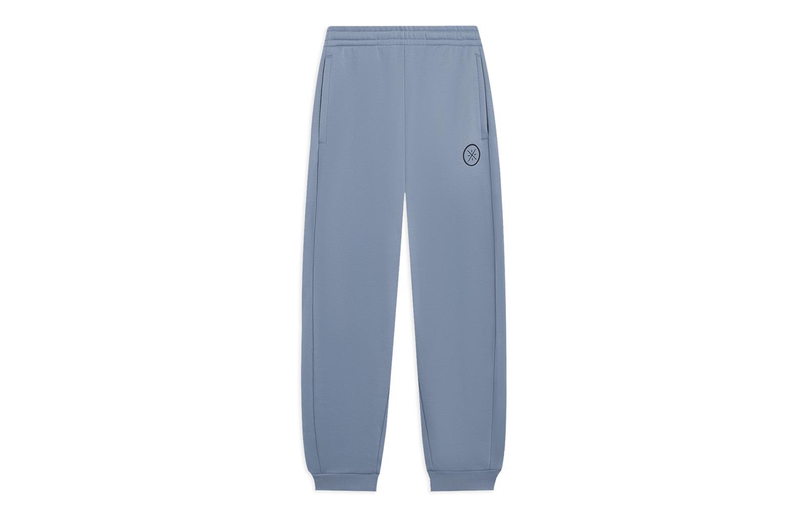 Li Ning Wade Collection Solid Color Patterned Print Fleece Lined Thermal Sweatpants Men s Flint Stones Blue AKLSG39-1 M