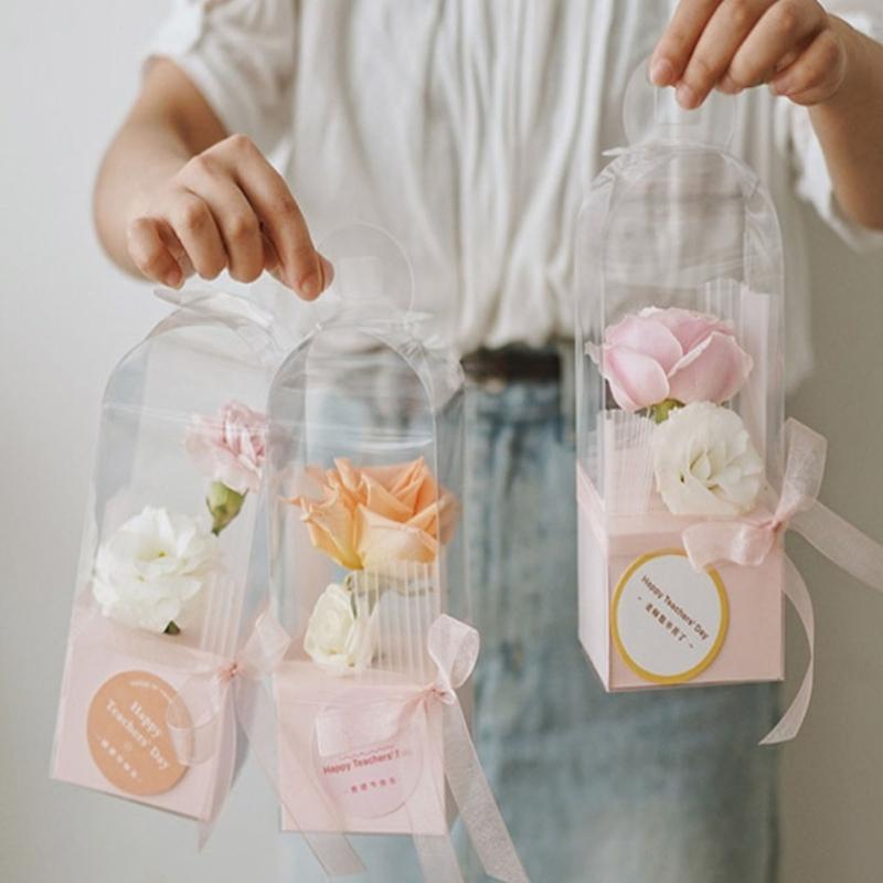 Clear Bouquet Bags Elegant Flower Packaging Boxes Single Rose Flower Box For Florist Retail And Special Event