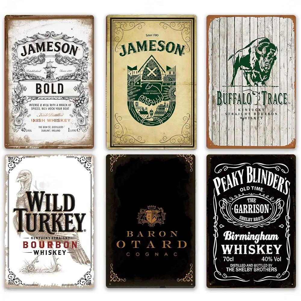 Whiskey Plakate Dekor Metall Vintage Blechschilder Metallschild Wandplakette Dekorativ für Pub Bar Club Man Cave