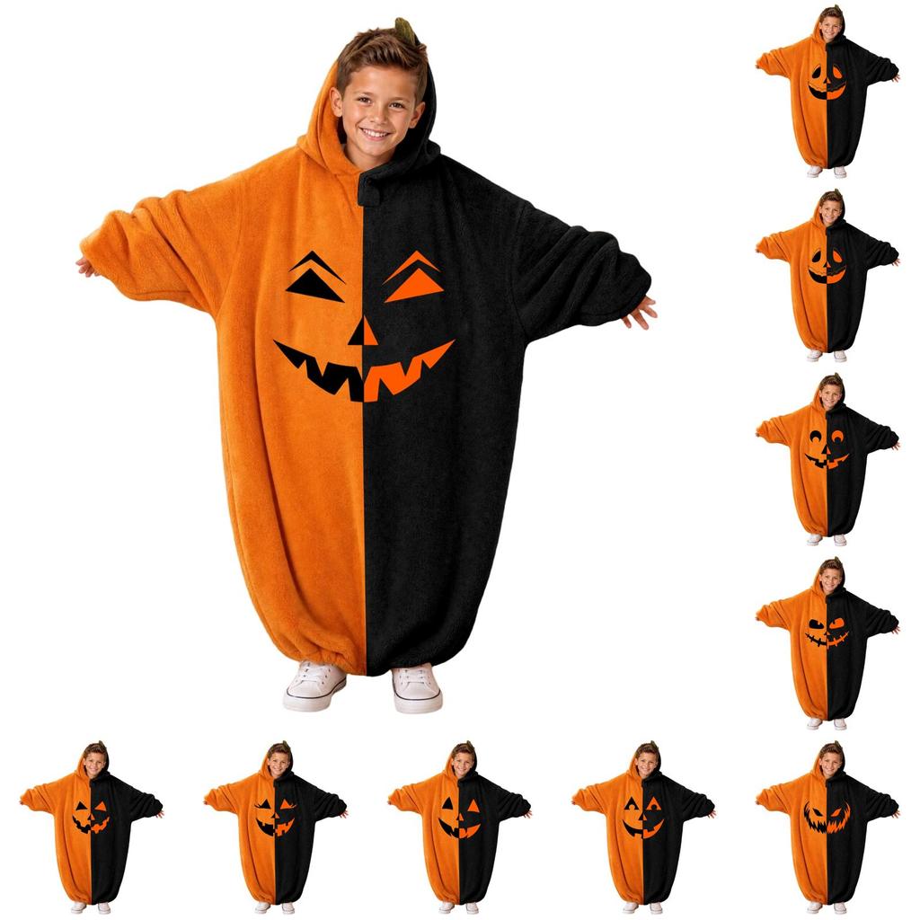 Ensemble Romper en Flanelle Imprimé Halloween pour Enfants - Tenue d'Intérieur pour Pyjama de Fête