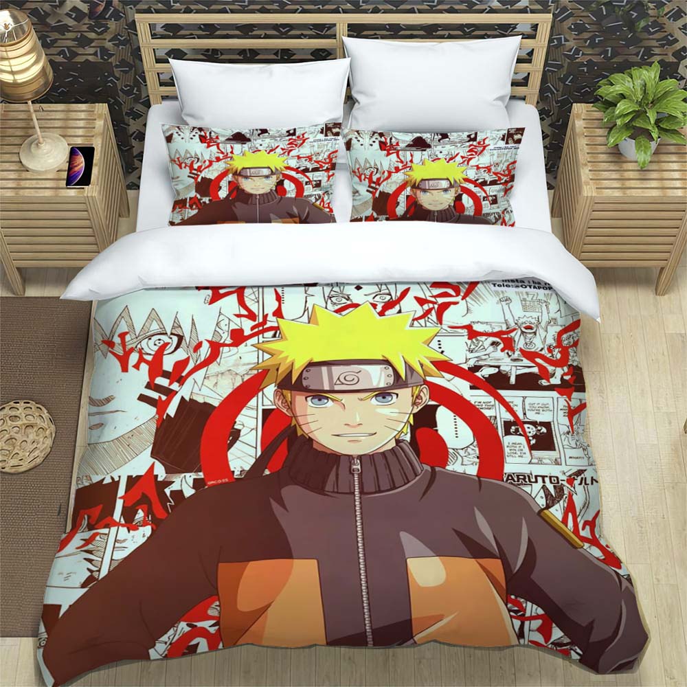 Naruto Pattern Quilt Cover With Pillowcases 3D Digital Printed Bedding Set Twin Full Queen King Children'S Gift