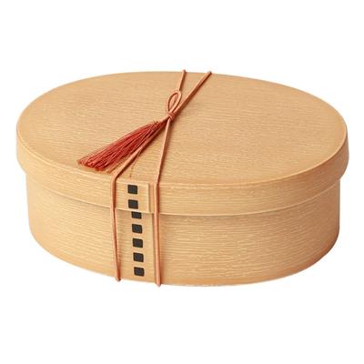 Miyoshi Lacquerware Honpo Bento Single with Elastic White Made In Microwave and Dishwasher Suitable for Men and Women Magewappa-style Box, Oval, Tier,
