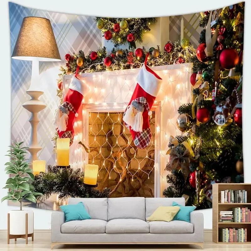 Рождественская тема Гобелен Спальня Гостиная Домашнее Рождественское Украшение 100x75cm — фото 4