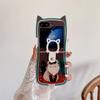 For Samsung Galaxy Z Flip 6 5 4 3 Case ZFlip6 Z Flip6 ZFlip 6 Cute Christmas Cat Pendant Lanyard Cat Ears Shockproof Cover