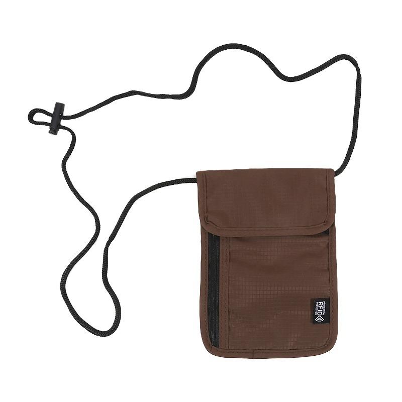 

RFID Blocking Portable Travel Neck Wallet Passport Card Document Storage Bag Anti-theft Money Pouch Organizer коричневий