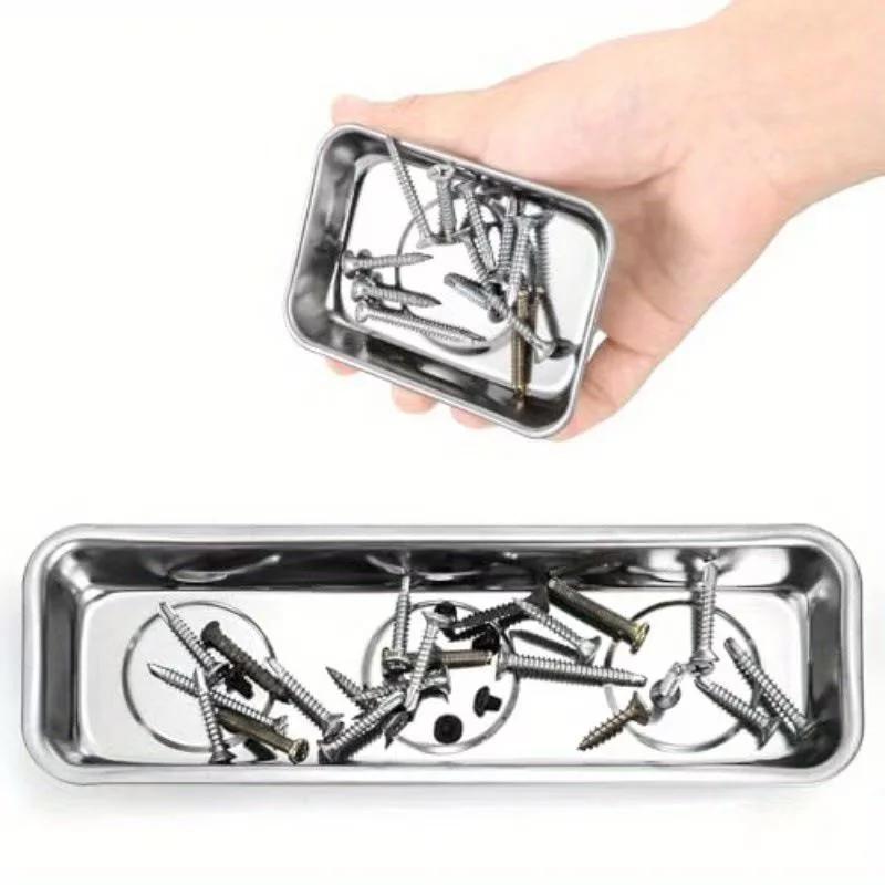 Xiaomi Round Square Magnetic Bowl, Stainless Steel Parts Tray, Durable, Holds Screws Nuts Bolts, Easy Access, Prevents Loss, Workshop