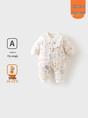 Unisex babyvadderad overall, utomhusromper, förtjockad för höst/vinter, 400 g, krypdräkt