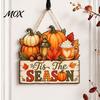 Fall Farmhouse Decorations Wooden Hanging Sign, Autumn Scarecrow & Pumpkin Maple Leaf Door Rustic Harvest Party Supplies Hanger, Thanksgiving