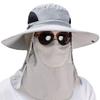 Summer outdoor sports fishing mountaineering sunshade sunscreen hat large brim removable UV bucket hat men and women