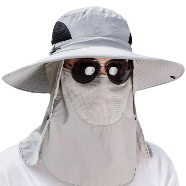 Summer outdoor sports fishing mountaineering sunshade sunscreen hat large brim removable UV bucket hat men and women