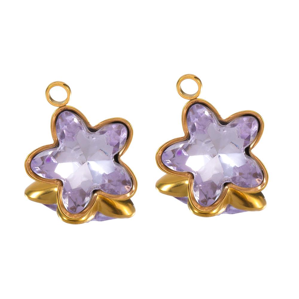 5pcs Colorful Crystal Charms Stainless Steel Geometry Oval Star Flower Charm Earrings Pendants for DIY Necklace Jewelry Findings