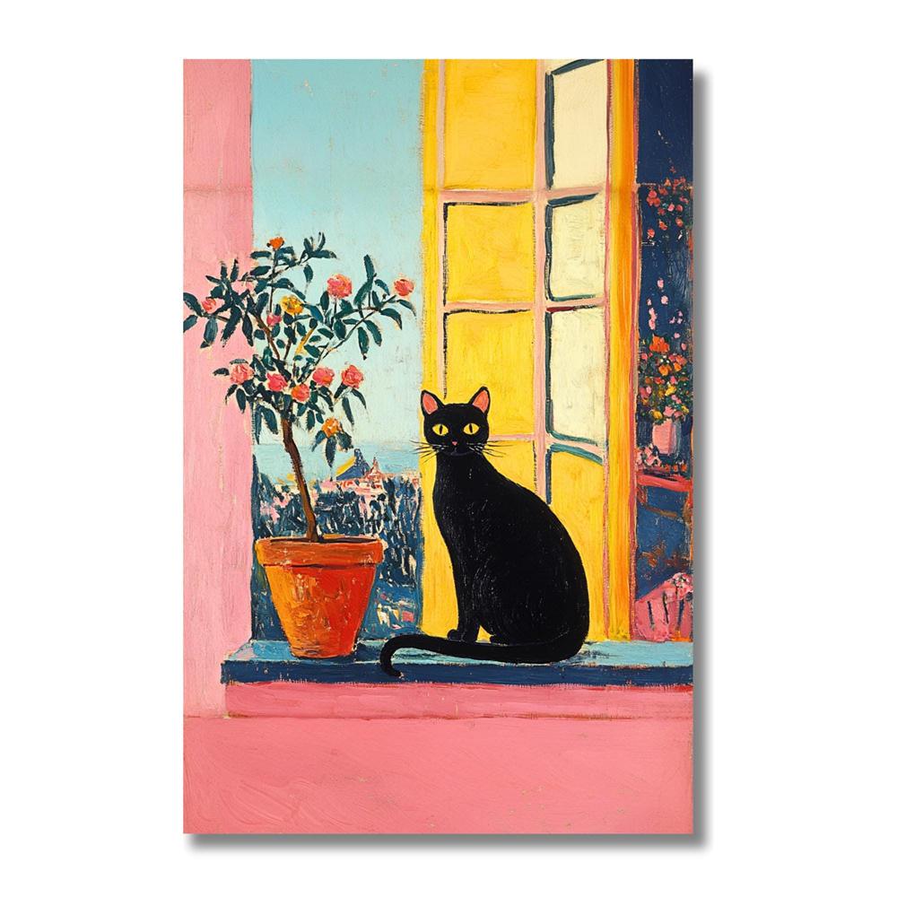 Henri Matisse Plakát s kočkou Barevný Fauvismus Umělecký tisk Moderní nástěnné umění Plakáty Matisse Otevřené okno Plakát Kočka u okna Malba