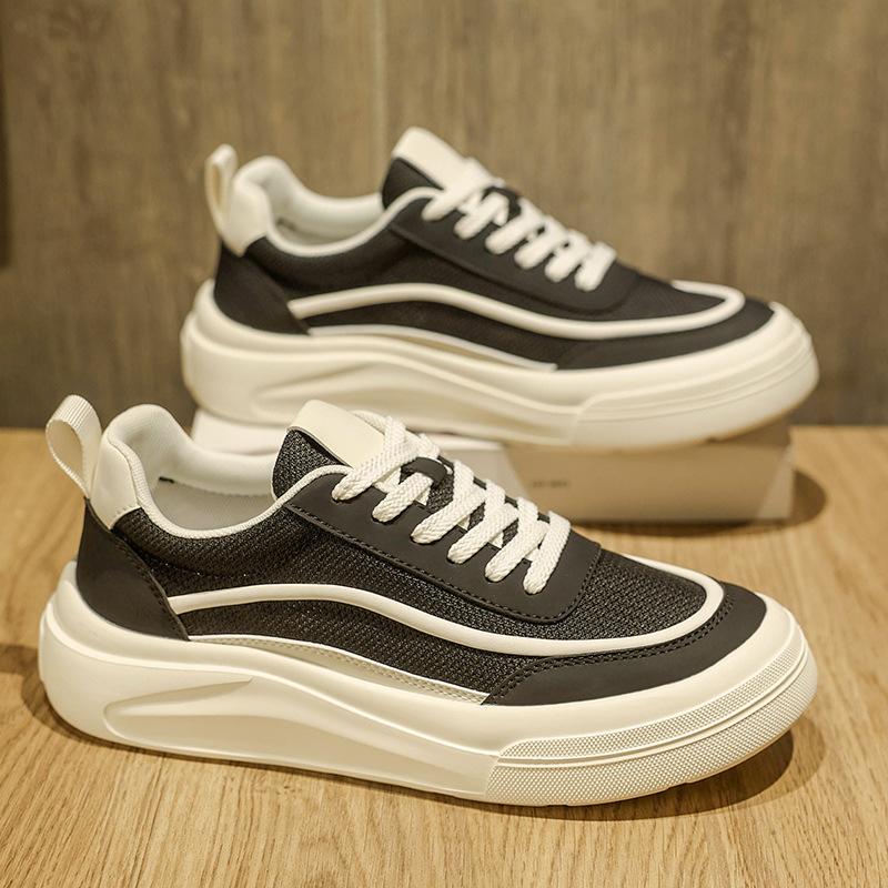 Light Luxury Niche Thick Baseplate Shoes Men's High Sense Summer New Low-top Versatile Mesh Casual Sports White Shoes