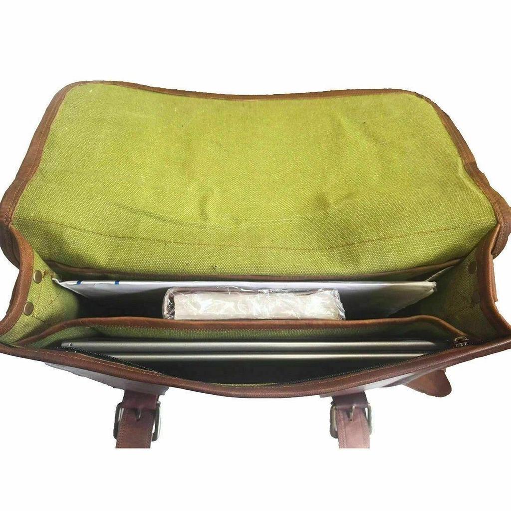 Men's Genuine Bag New Vintage Messenger Shoulder Briefcase Laptop Leather