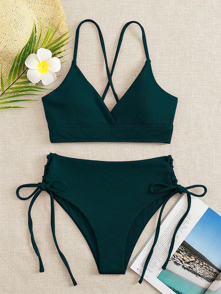 2025 European American Lace-up Bikini: High-End Women's Split Swimsuit, Sexy and Stylish Swimwear.