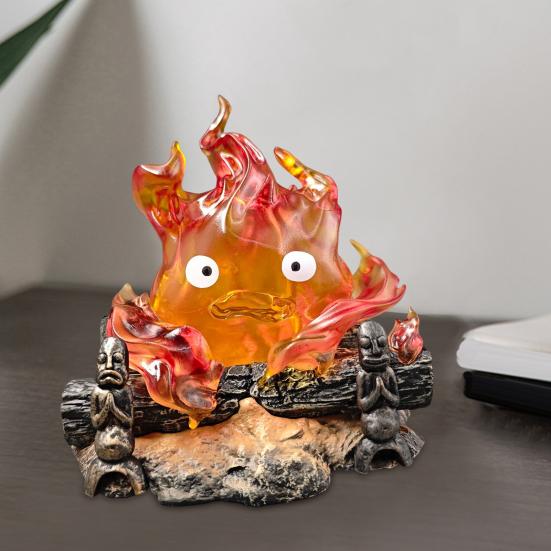 Anime Lampka Nocna Płomień Kolekcjonerska Lampa Płomień Pomarańczowy Efekt Migotania Płomienia Lampka Nocna do Dekoracji Sypialni Prezent dla Fanów Anime