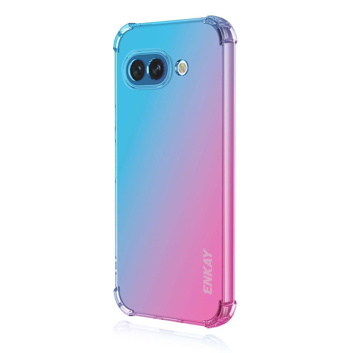 

For Google Pixel 9a TPU Case ENKAY Thickened Four Corner Drop-proof Phone Back Cover Blue/Pink