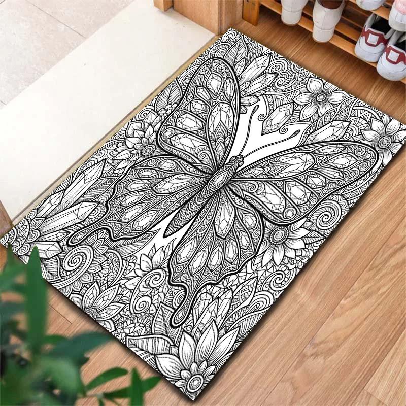 Black White Animals Pattern Square Carpet,Area Rug,Carpet Rug for Living Room Bedroom Sofa Playroom Decor,Non-slip Floor Mat,Holiday Birthday Gifts