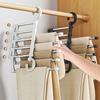 Stainless Steel Retractable Trouser Rack Folding Multi-functional Space Saving Pants Hangers Foldable Closet Organizer Wardrobe