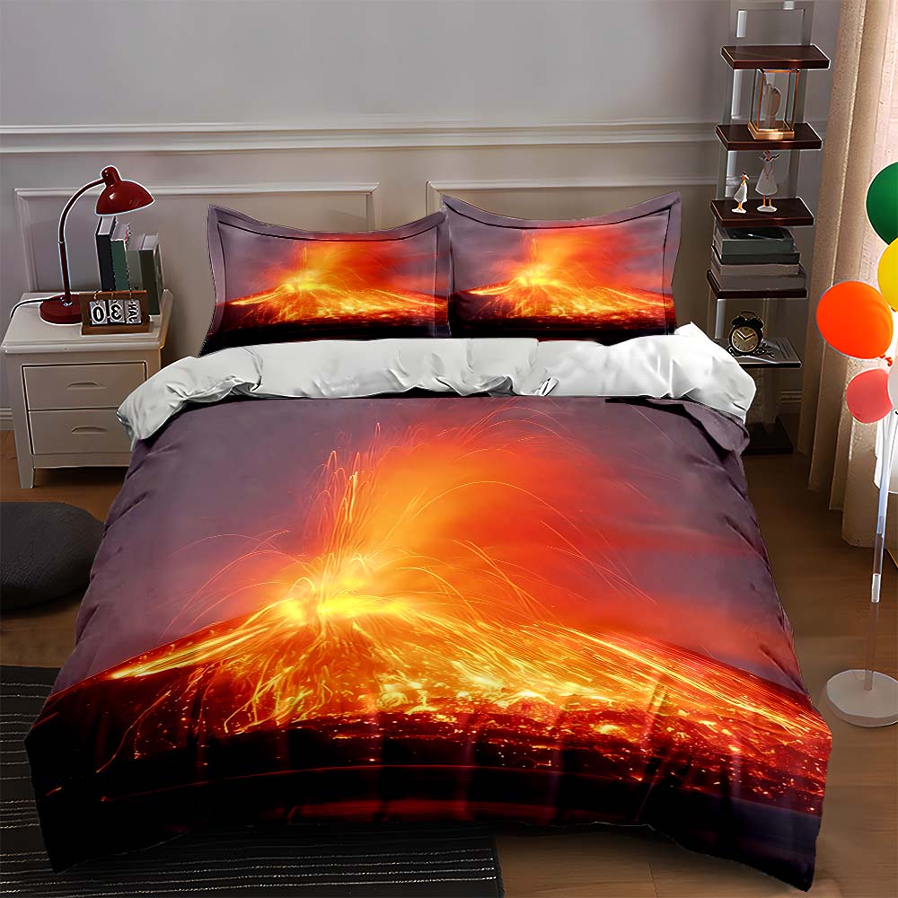 

Volcanic eruption illustration. Bedding Duvet cover sets Duvet covers Pillowcases gifts (1 * Duvet Cover 2 * Pillowcases, without duvet insert) 135x200cm