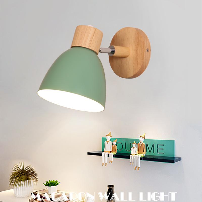 Minimalist Macaroon 6 Color Steering Head E27 Nordic Wall Lights Bedside Wall Sconce Modern Wall Light for Bedroom Nordic