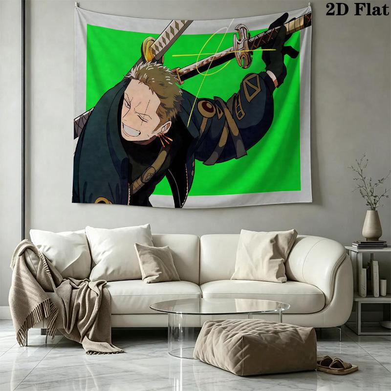 One Piece Roronoa Zoro Wall Tapestry Aesthetic Wall Hanging Printed Fabric Blanket Decorative Tapestries For Bedroom Living Room Home Decor