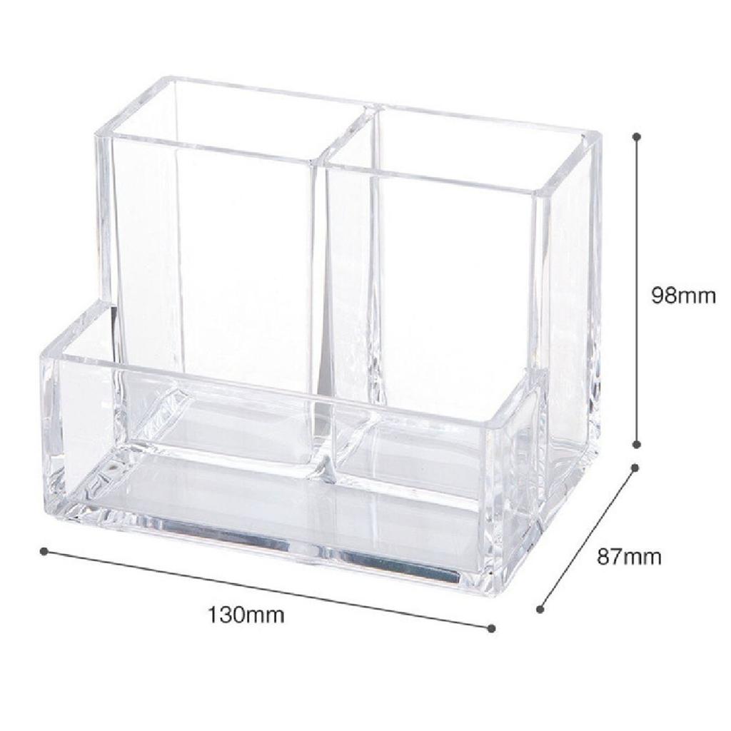 Transparent Acrylic Pen Holder 3 Compartment Large Capacity Students Desktop Storage Organizer for S