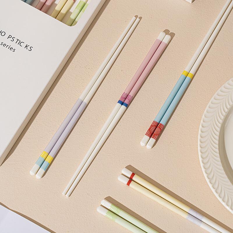 Fashion Color-blocked Ceramic Chopsticks Gift Set
