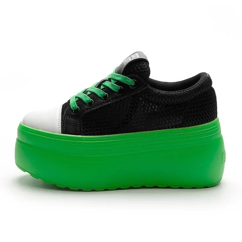 Genuine Leather Women s Sneakers 8CM Thick Bottom Ladies Flats Casual Platform Flat Shoes Lace Up Creppers Girls Lolita Shoes 33 7533₽