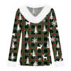 Damski Modny Casualowy Top z Dekoltem V i Świątecznym Nadrukiem z Długim Rękawem