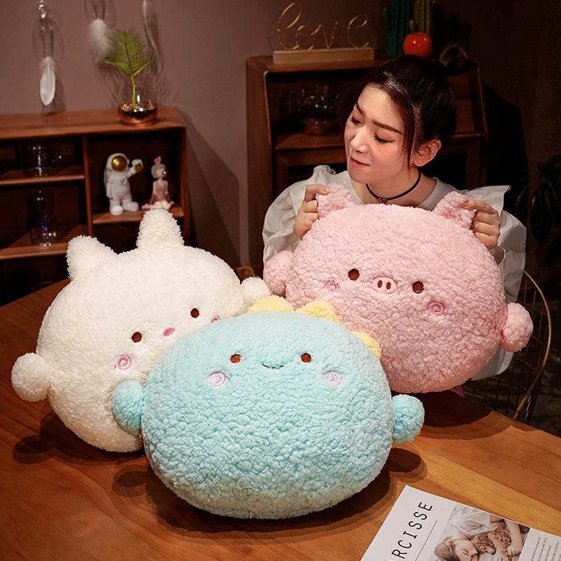 Non-Toxic Kawaii Animal Bear Rabbit Dinosaur Pig Chick Plush Toys Cartoon Stuffed Soft Pillow Back Sofa Cushion