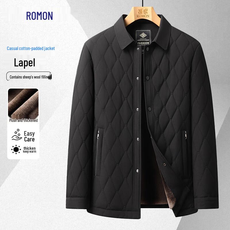 Romon Men's Diamond Quilted Wool Blend Winter Jacket