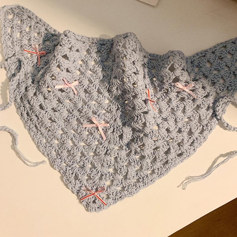 Crochet Hair Bandana Headbands Knitted Bowknot Head Scarf Festival Headwrap