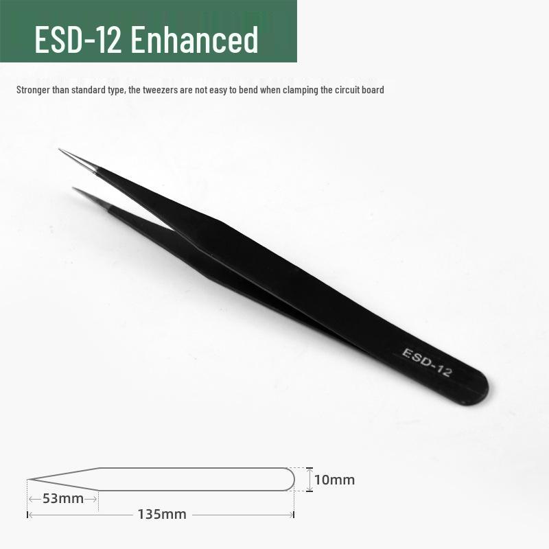Black Stainless Steel Antistatic Precision Tweezers for Eyelash Extensions and Bird's Nest Plucking.