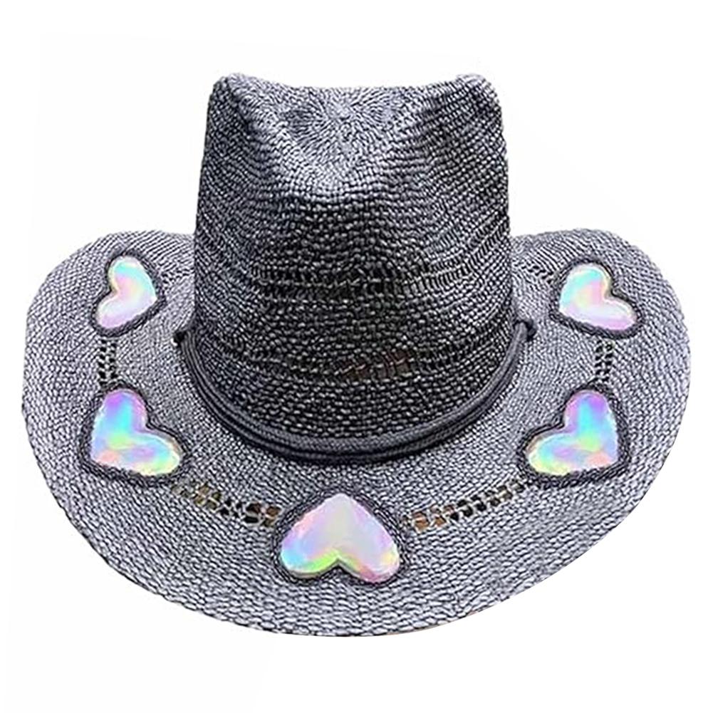 Straw Western Cowboy Hats for Women Girls Star/Moon Shapeable Cowgirl Hat Summer Outdoor Beach Sun Hat Vintage Jazz Hat