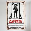 Vintage Zappata Mexican-American Food Metal Tin Sign, Traditional Mexican Man Illustration Distressed Art Plaque for Bar Cafe Ho