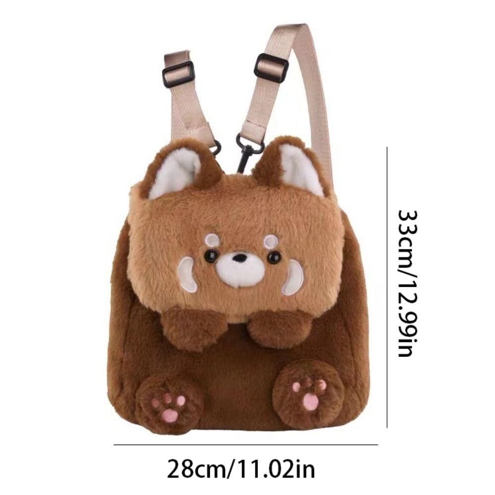 Soft Red Panda Backpack Animal Plush Red Panda Bag with Tail Fashion   School Bag