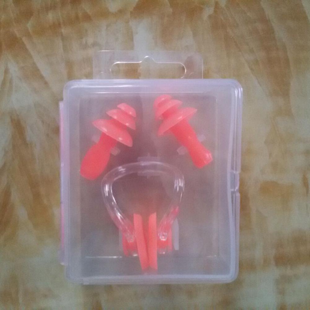 W32 Swimming Earplug Nose Clip Set Three-layer Silicone Waterproof For Surfing Diving Swimming